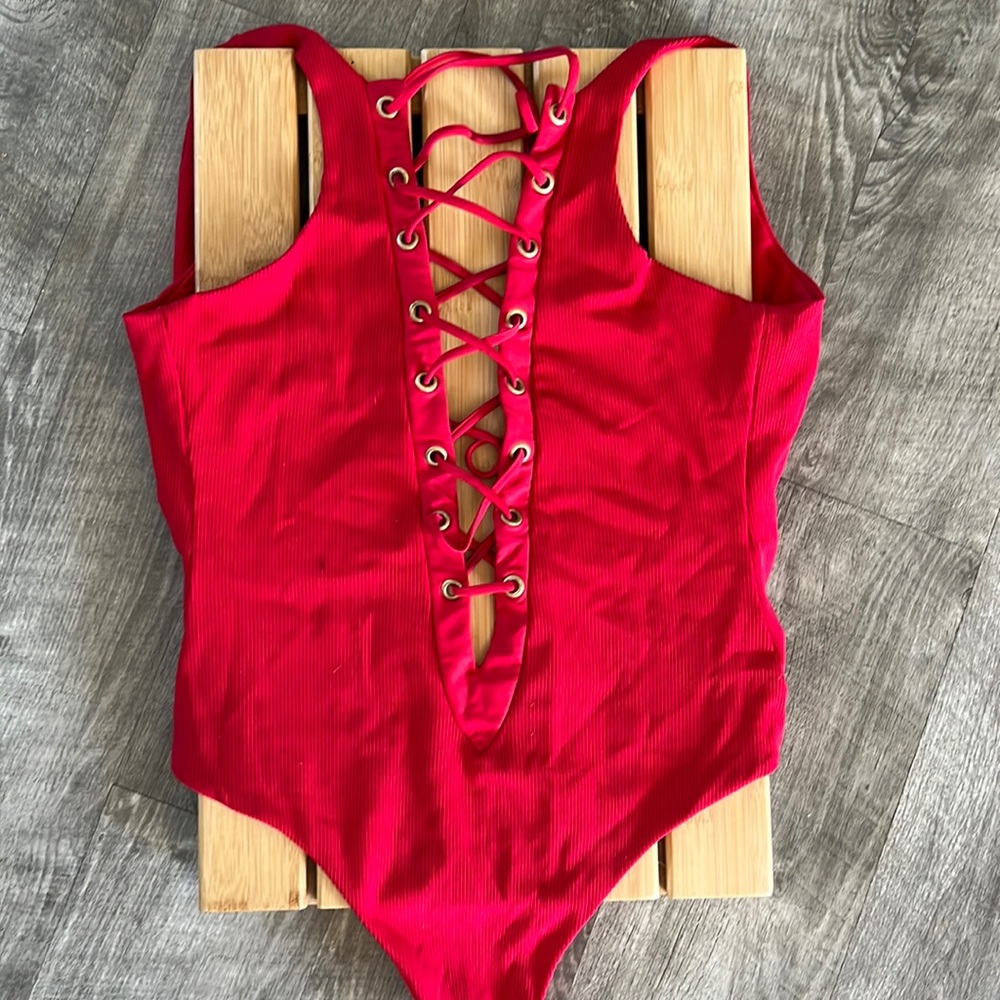Red beach bunny one piece